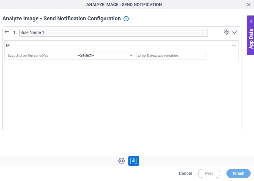 Analyze Image Send Notification Configuration Triggering Event Condition Builder screen