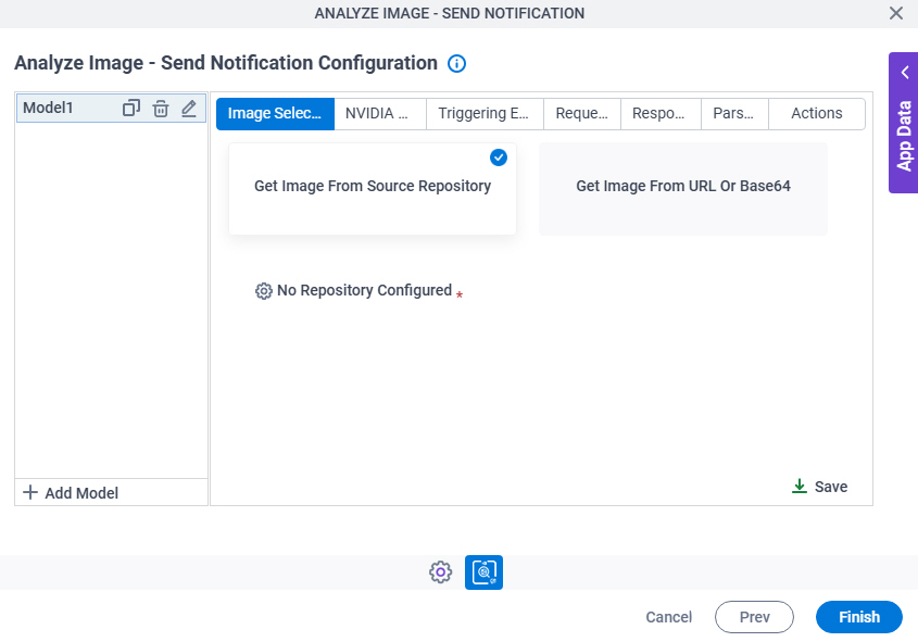 Image Location Configuration screen