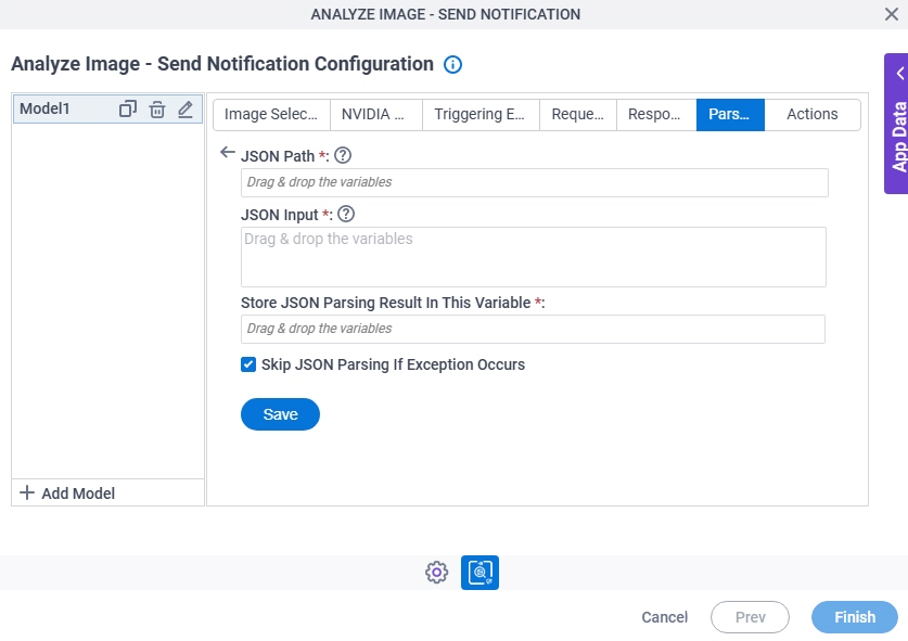 Analyze Image Send Notification Configuration Parsing JSON Path screen