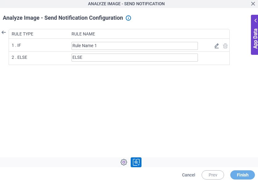 Analyze Image Send Notification Configuration Triggering Event Set Trigger Condition screen