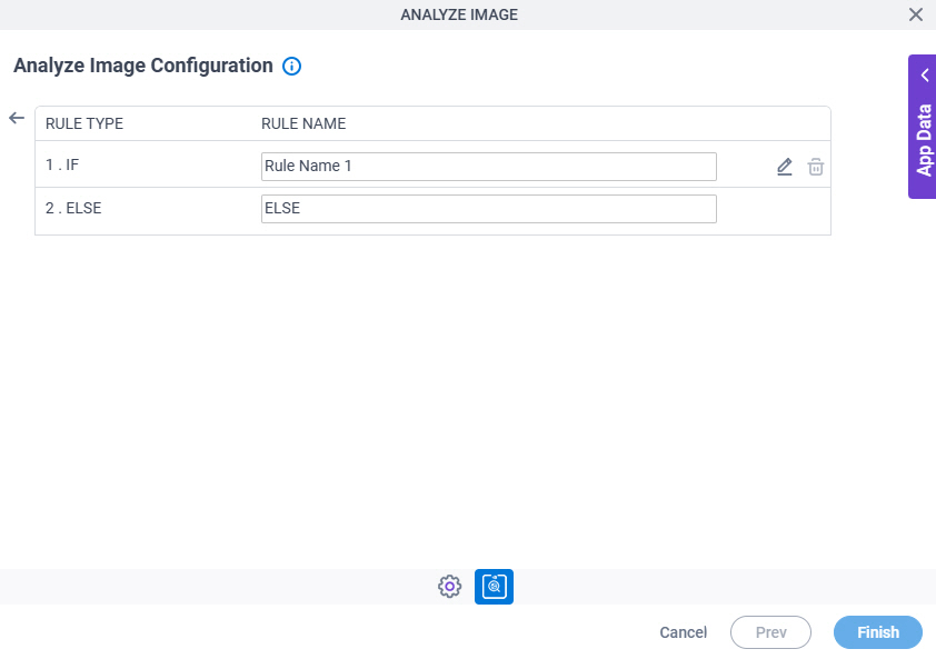 Analyze Image Configuration Triggering Event Set Trigger Condition screen