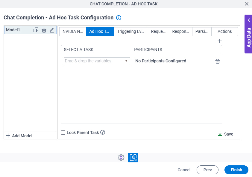 Chat Completion Ad Hoc Task Configuration Ad Hoc Task tab