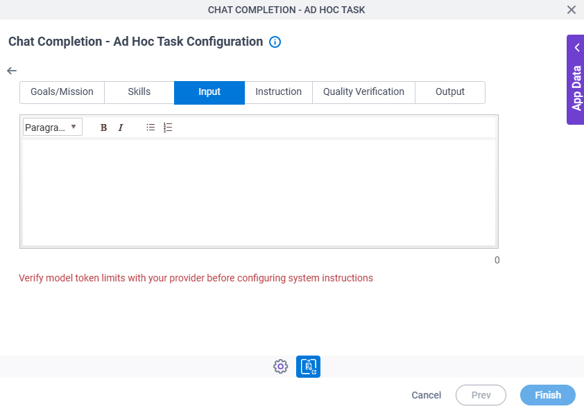 Chat Completion Ad Hoc Task Configuration NVIDIA NIM System Instruction Input tab