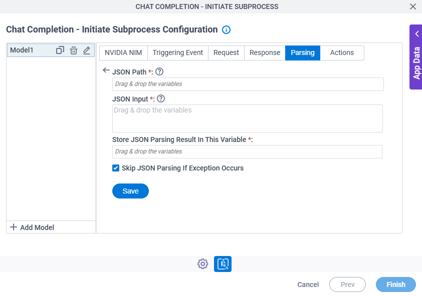 Chat Completion Initiate Subprocess Configuration Parsing JSON Parsing screen
