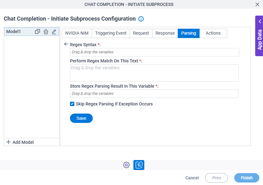 Chat Completion Initiate Subprocess Configuration Parsing Regex Parsing screen