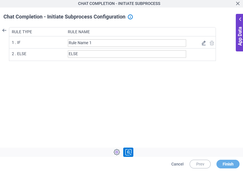 Chat Completion Initiate Subprocess Configuration Triggering Event tab Set Trigger Condition screen