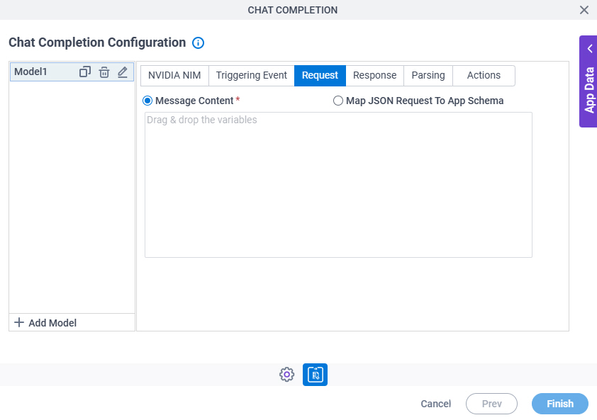 Chat Completion Configuration Request tab