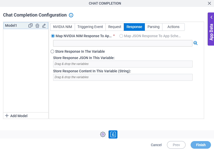 Chat Completion Configuration Response tab