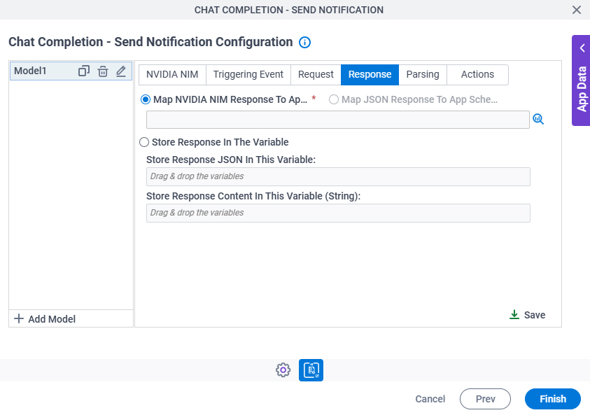 Chat Completion Send Notification Configuration Response tab