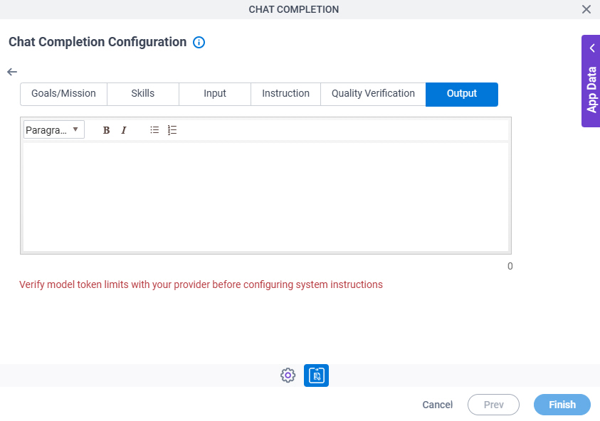 Chat Completion Configuration NVIDIA NIM System Instruction Output tab