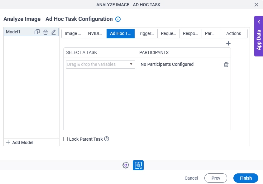 Analyze Image Ad Hoc Task Configuration Ad Hoc Task tab