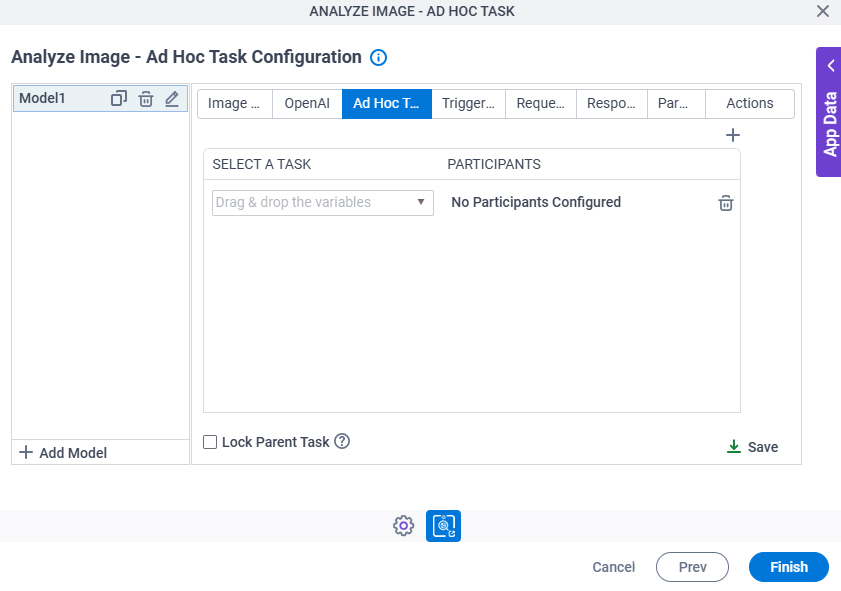 Analyze Image Ad Hoc Task Configuration Ad Hoc Task tab
