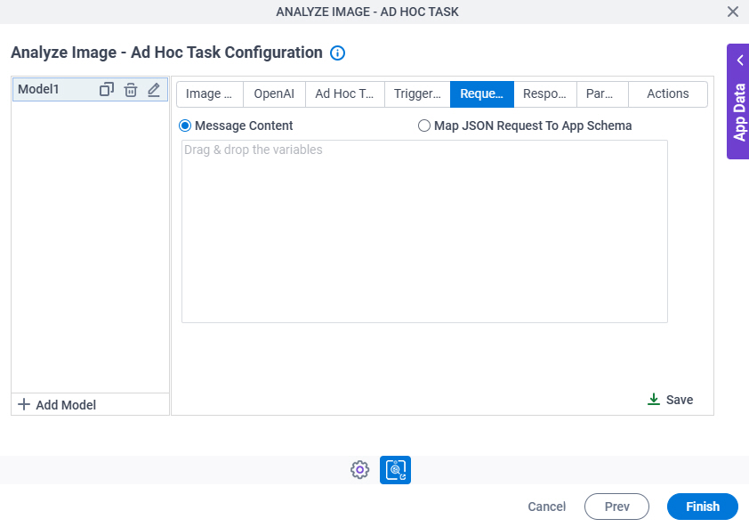 Analyze Image Ad Hoc Task Configuration Request tab