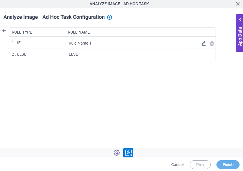 Analyze Image Ad Hoc Task Configuration Triggering Event tab Set Trigger Condition screen