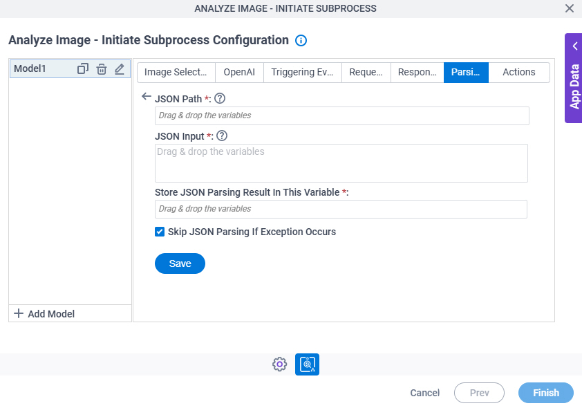 Analyze Image Initiate Subprocess Configuration Parsing JSON Parsing screen