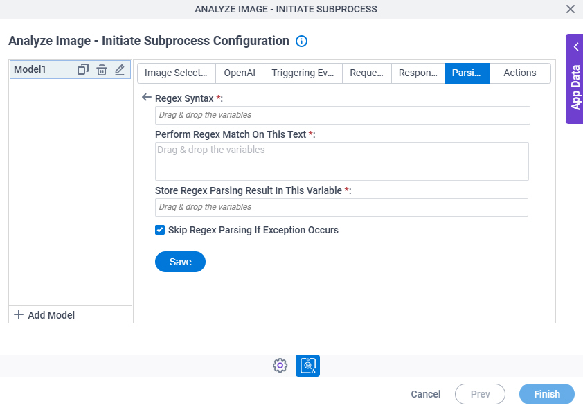 Analyze Image Initiate Subprocess Configuration Parsing Regex Parsing screen