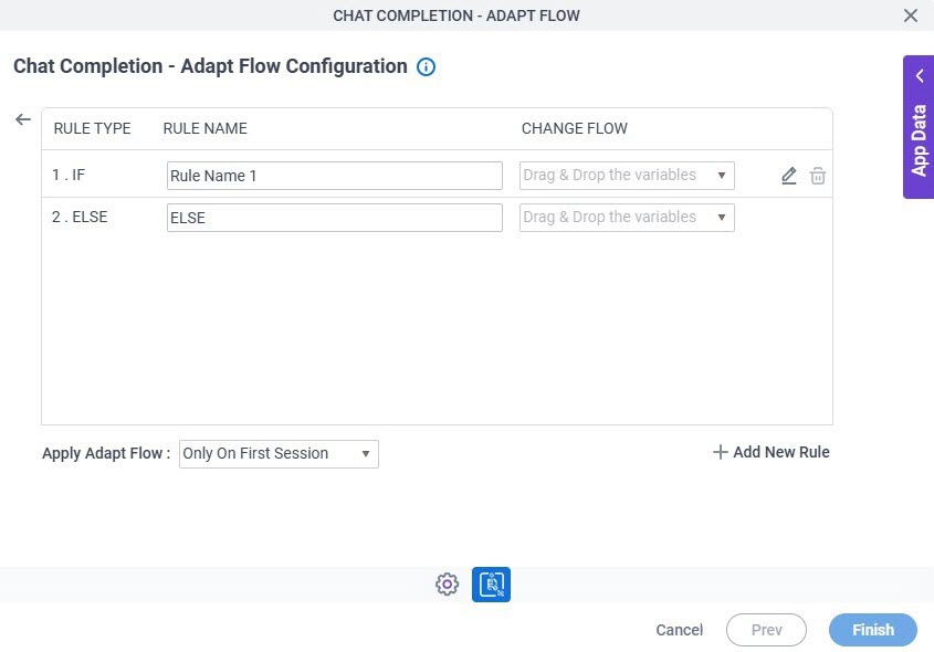 Analyze Image Adapt Flow Configuration Actions Set Trigger Condition screen