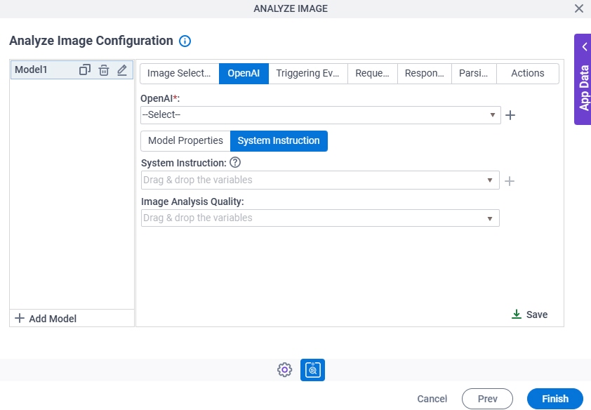 Analyze Image Configuration System Instruction tab
