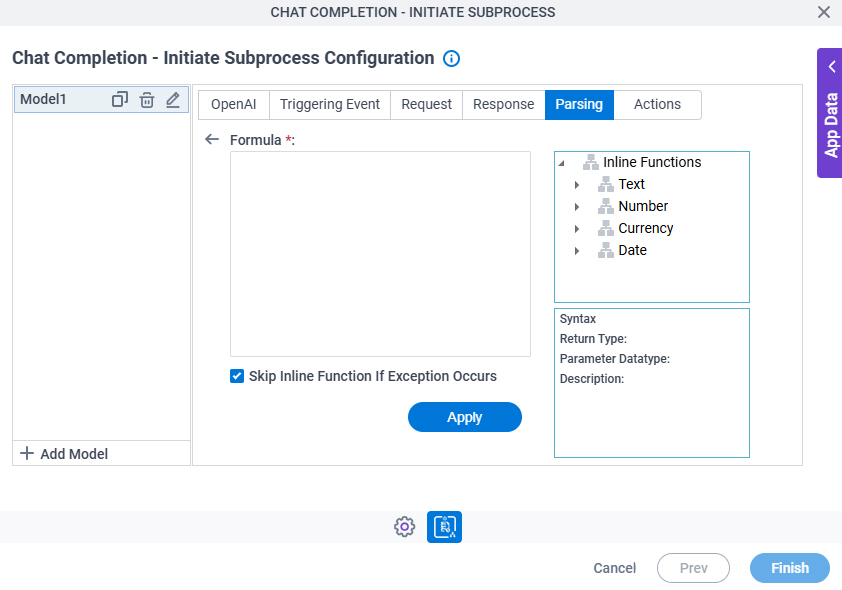 Chat Completion Initiate Subprocess Configuration Parsing Inline Function screen