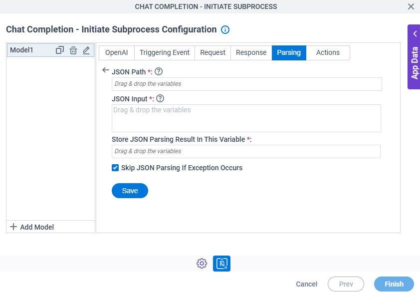 Chat Completion Initiate Subprocess Configuration Parsing JSON Parsing screen