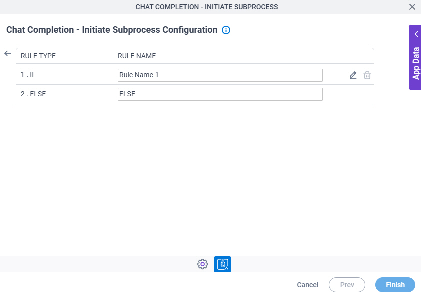 Chat Completion Initiate Subprocess Configuration Triggering Event tab Set Trigger Condition screen