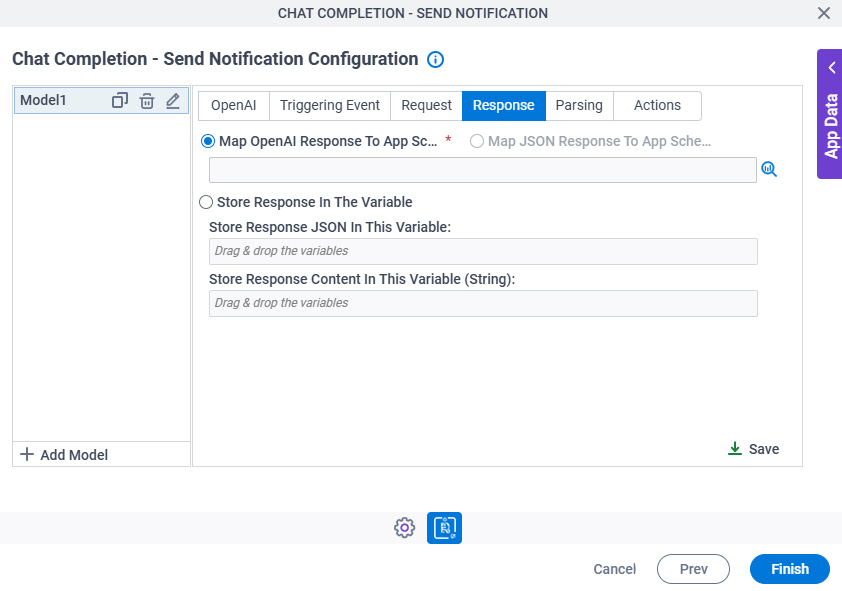 Chat Completion Send Notification Configuration Response tab