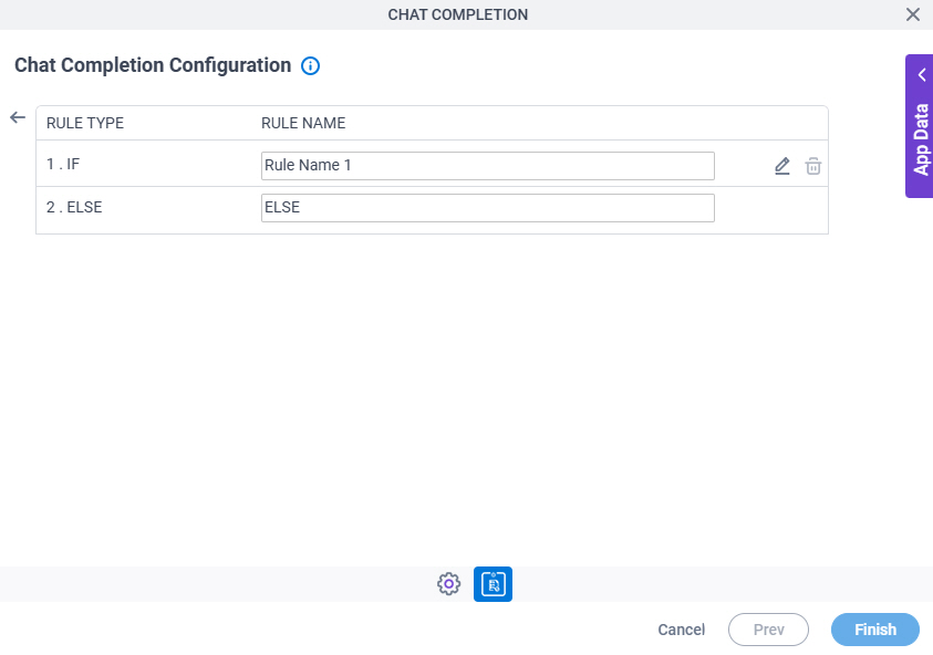 Chat Completion Configuration Triggering Event tab Set Trigger Condition screen