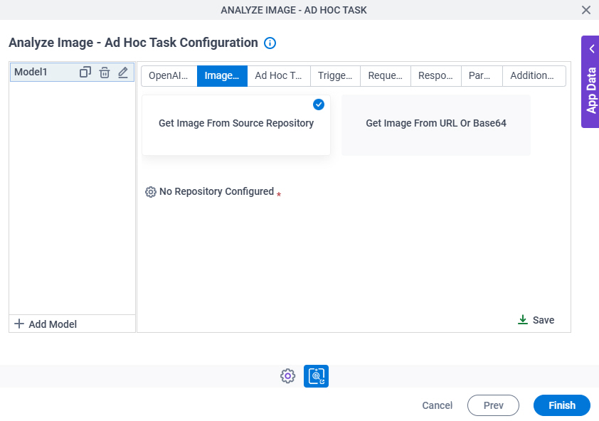 Image Selection Configuration screen