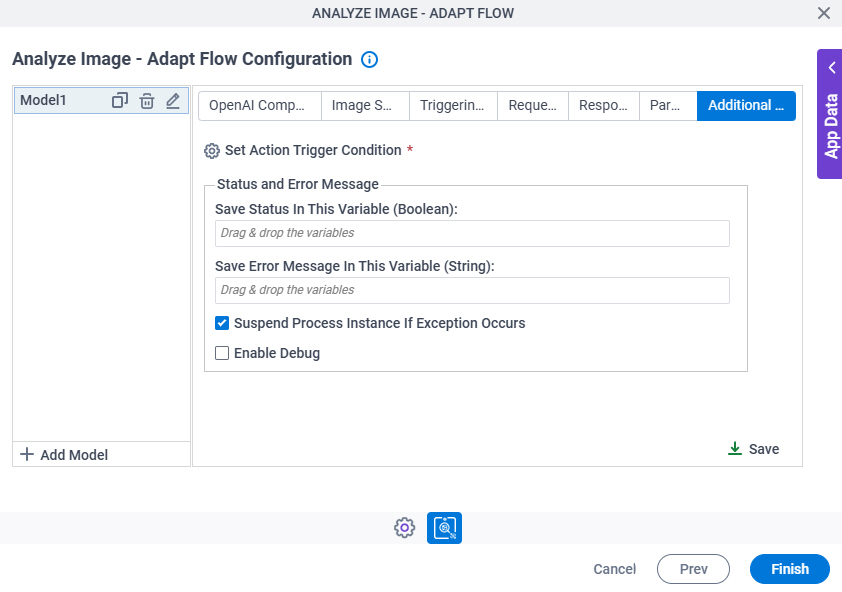 Chat Completion Adapt Flow Configuration Additional Actions tab