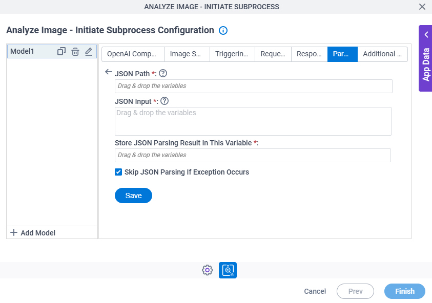 Analyze Image Initiate Subprocess Configuration Parsing JSON Path screen