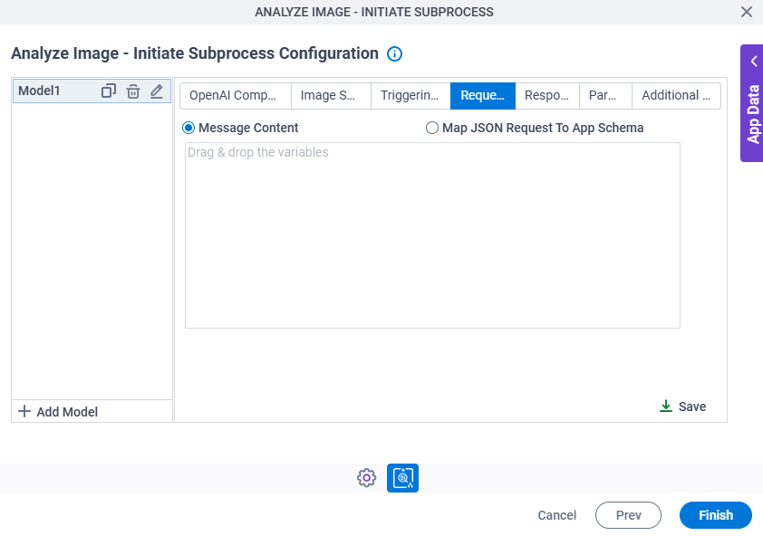 Analyze Image Initiate Subprocess Configuration Request tab