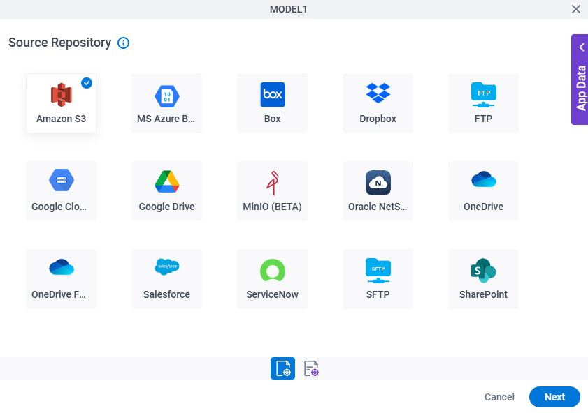Source Repository screen