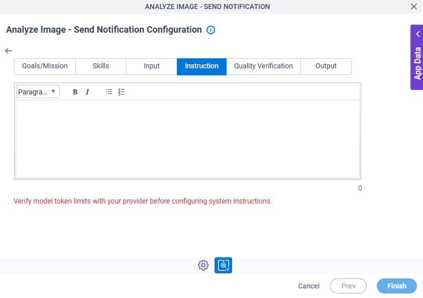 Analyze Image Send Notification Configuration System Instruction Instruction tab