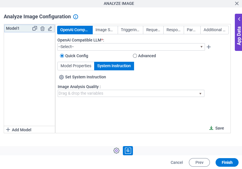 Analyze Image Configuration System Instruction tab