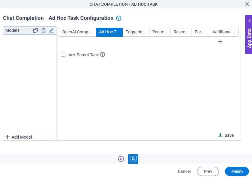 Chat Completion Ad Hoc Task Configuration Ad Hoc Task tab