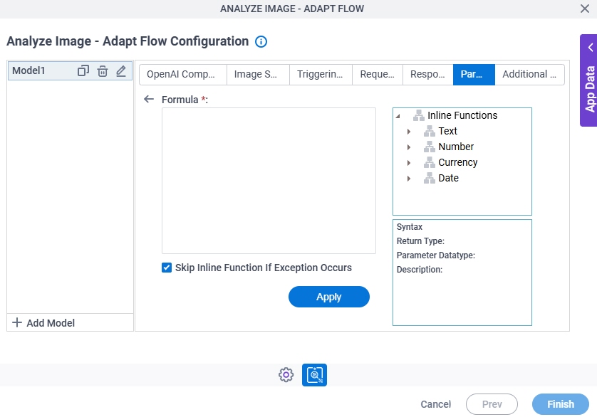 Chat Completion Adapt Flow Configuration Parsing Inline Functions screen