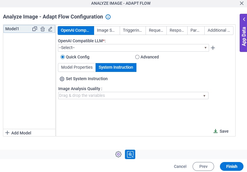Chat Completion Adapt Flow Configuration OpenAI Compatible LLM Quick Config System Instruction tab