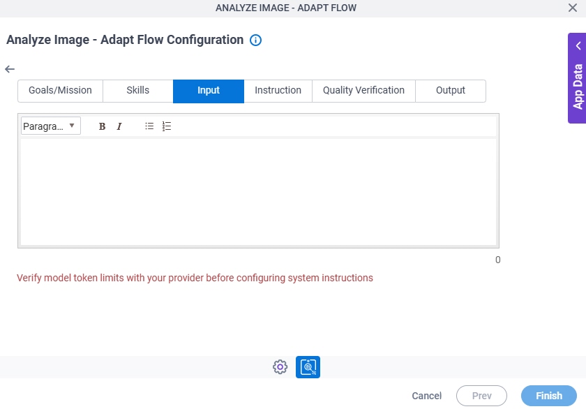 Chat Completion Adapt Flow Configuration System Instruction Input tab