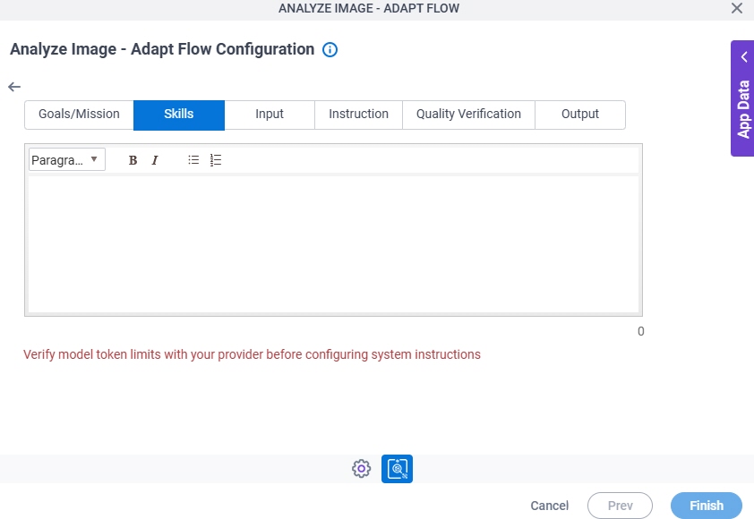 Chat Completion Adapt Flow Configuration System Instruction Skills tab