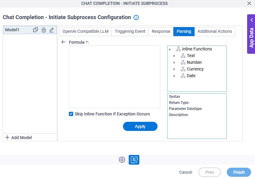 Chat Completion Initiate Subprocess Configuration Parsing Inline Functions screen