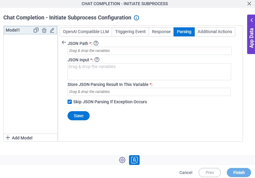 Chat Completion Configuration Initiate Subprocess Parsing JSON Parsing screen