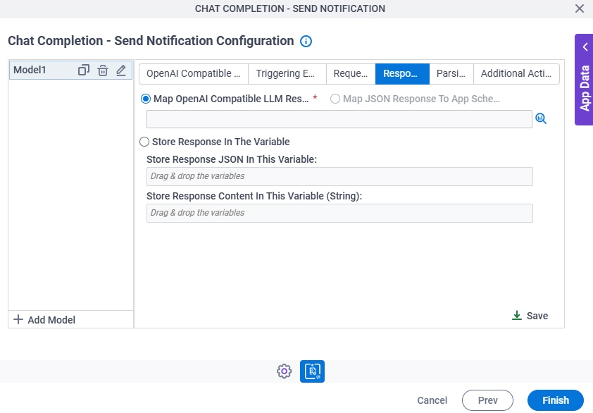 Chat Completion Send Notification Configuration Response tab