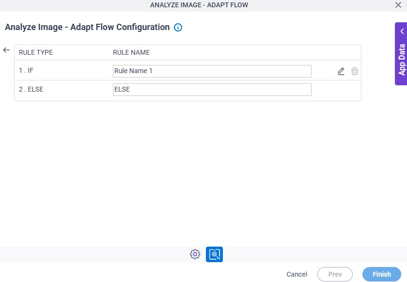 Analyze Image Adapt Flow Configuration Triggering Event tab Set Trigger Condition screen