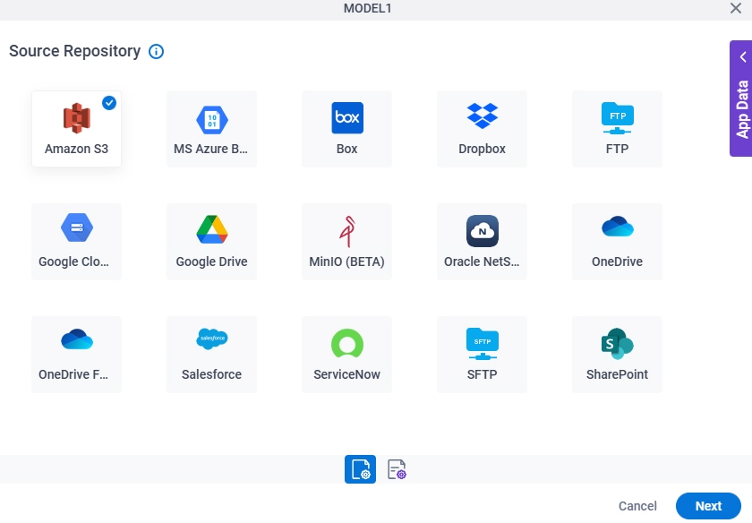 Source Repository screen