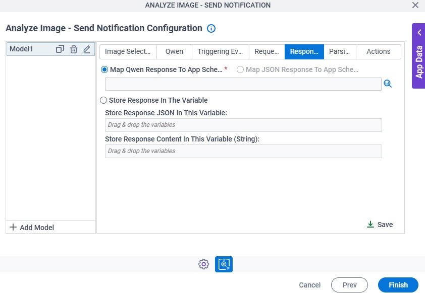 Analyze Image Send Notification Configuration Response tab
