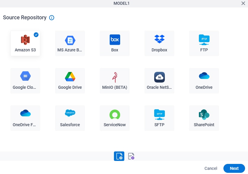Source Repository screen