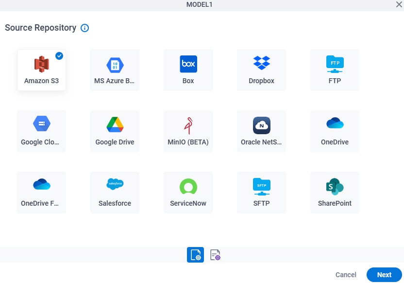 Source Repository screen
