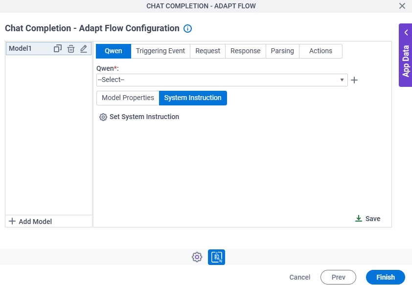 Chat Completion Adapt Flow Configuration Google Gemini System Instruction tab
