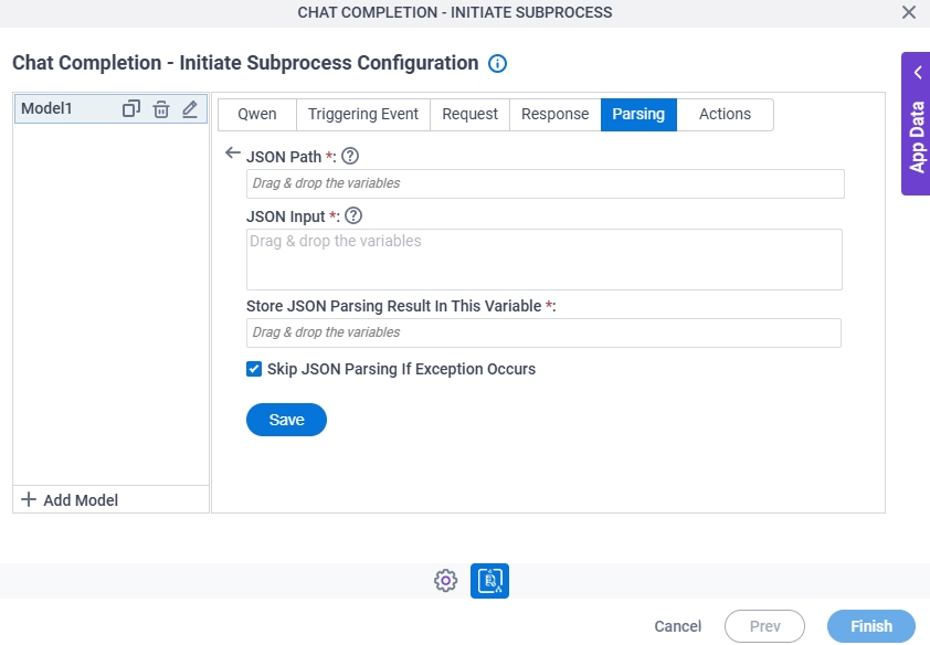 Chat Completion Configuration Initiate Subprocess Parsing JSON Parsing screen