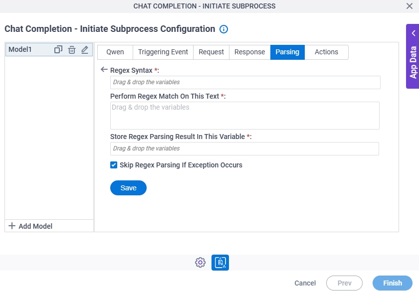 Chat Completion Initiate Subprocess Configuration Parsing Regex Parsing screen